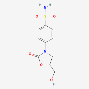 molecular formula C10H12N2O5S B12896470 4-(5-(Hydroxymethyl)-2-oxooxazolidin-3-yl)benzenesulfonamide 