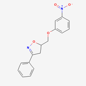 molecular formula C16H14N2O4 B12896517 5-[(3-Nitrophenoxy)methyl]-3-phenyl-4,5-dihydro-1,2-oxazole CAS No. 113296-49-4