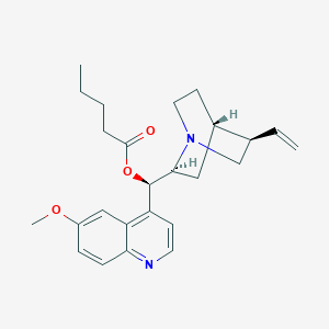 molecular formula C25H32N2O3 B12896540 (1R)-(6-Methoxyquinolin-4-yl)((2S,4S,5R)-5-vinylquinuclidin-2-yl)methyl pentanoate CAS No. 92759-13-2