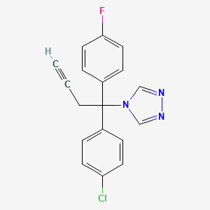 molecular formula C18H13ClFN3 B12896545 4-(1-(4-Chlorophenyl)-1-(4-fluorophenyl)but-3-yn-1-yl)-4H-1,2,4-triazole CAS No. 88557-58-8