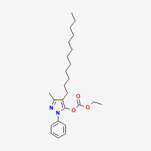 molecular formula C25H38N2O3 B12896582 4-Dodecyl-3-methyl-1-phenyl-1H-pyrazol-5-yl ethyl carbonate CAS No. 821779-83-3