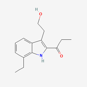 molecular formula C15H19NO2 B12896613 1-(7-Ethyl-3-(2-hydroxyethyl)-1H-indol-2-yl)propan-1-one CAS No. 106637-45-0