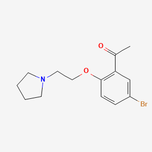 molecular formula C14H18BrNO2 B12896651 Ethanone, 1-(5-bromo-2-(2-(1-pyrrolidinyl)ethoxy)phenyl)- CAS No. 79010-27-8