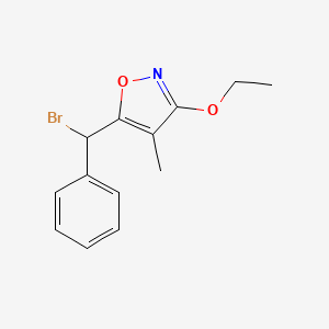 molecular formula C13H14BrNO2 B12896695 Isoxazole, 5-(bromophenylmethyl)-3-ethoxy-4-methyl- CAS No. 192440-03-2