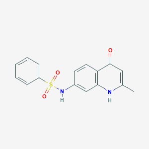 molecular formula C16H14N2O3S B12896716 N-(2-Methyl-4-oxo-1,4-dihydroquinolin-7-yl)benzenesulfonamide CAS No. 870548-83-7