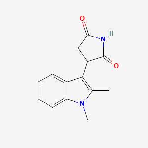 molecular formula C14H14N2O2 B12896771 3-(1,2-Dimethyl-1h-indol-3-yl)pyrrolidine-2,5-dione CAS No. 7144-43-6