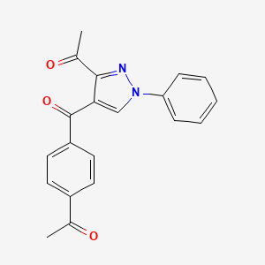 molecular formula C20H16N2O3 B12896807 1-[4-(4-Acetylbenzoyl)-1-phenyl-1H-pyrazol-3-yl]ethan-1-one CAS No. 825633-21-4