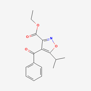 molecular formula C16H17NO4 B12896823 Ethyl 4-benzoyl-5-(propan-2-yl)-1,2-oxazole-3-carboxylate CAS No. 185333-60-2