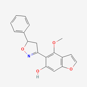 molecular formula C18H15NO4 B12896844 4-Methoxy-5-(5-phenyl-1,2-oxazolidin-3-ylidene)-1-benzofuran-6(5H)-one CAS No. 61340-50-9