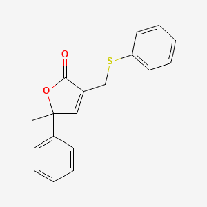molecular formula C18H16O2S B12896847 5-Methyl-5-phenyl-3-(phenylthiomethyl)furan-2-one CAS No. 76299-64-4
