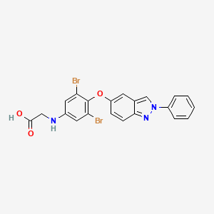 molecular formula C21H15Br2N3O3 B12896860 N-{3,5-dibromo-4-[(2-phenyl-2H-indazol-5-yl)oxy]phenyl}glycine CAS No. 918946-28-8