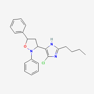 molecular formula C22H24ClN3O B12896880 3-(2-butyl-4-chloro-1H-imidazol-5-yl)-2,5-diphenyl-1,2-oxazolidine CAS No. 825645-37-2