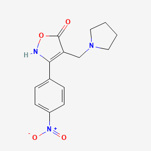 molecular formula C14H15N3O4 B12896891 5(2H)-Isoxazolone, 3-(4-nitrophenyl)-4-(1-pyrrolidinylmethyl)- CAS No. 61194-98-7