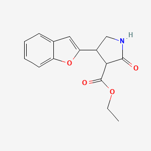 molecular formula C15H15NO4 B12896999 Ethyl 4-(1-benzofuran-2-yl)-2-oxopyrrolidine-3-carboxylate CAS No. 88234-82-6