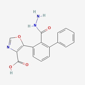 molecular formula C17H13N3O4 B12897010 5-(2-(Hydrazinecarbonyl)-[1,1'-biphenyl]-3-yl)oxazole-4-carboxylic acid 