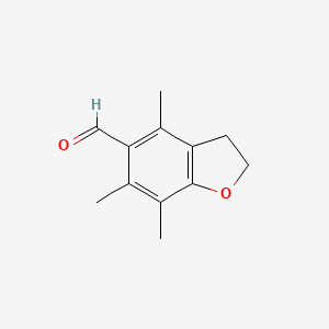 molecular formula C12H14O2 B12897070 4,6,7-Trimethyl-2,3-dihydro-1-benzofuran-5-carbaldehyde CAS No. 89240-22-2