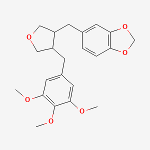 molecular formula C22H26O6 B12897075 5-[[4-[(3,4,5-trimethoxyphenyl)methyl]oxolan-3-yl]methyl]-1,3-benzodioxole CAS No. 73465-38-0