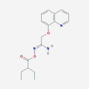 molecular formula C17H21N3O3 B12897338 N-((2-Ethylbutanoyl)oxy)-2-(quinolin-8-yloxy)acetimidamide 