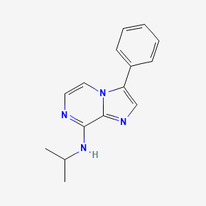 molecular formula C15H16N4 B12897339 Imidazo[1,2-a]pyrazin-8-amine, N-(1-methylethyl)-3-phenyl- CAS No. 787590-57-2
