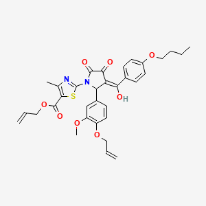 molecular formula C33H34N2O8S B12897343 Allyl 2-(2-(4-(allyloxy)-3-methoxyphenyl)-3-(4-butoxybenzoyl)-4-hydroxy-5-oxo-2,5-dihydro-1H-pyrrol-1-yl)-4-methylthiazole-5-carboxylate CAS No. 609796-66-9