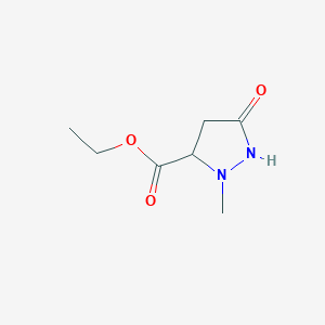 molecular formula C7H12N2O3 B12897359 Ethyl 2-methyl-5-oxopyrazolidine-3-carboxylate CAS No. 192710-47-7