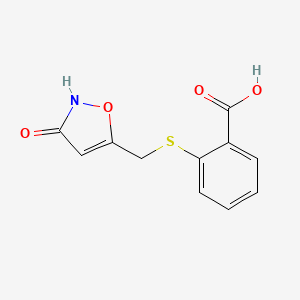 molecular formula C11H9NO4S B12897374 2-{[(3-Oxo-2,3-dihydro-1,2-oxazol-5-yl)methyl]sulfanyl}benzoic acid CAS No. 89660-89-9