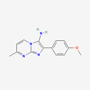 molecular formula C14H14N4O B12897433 2-(4-Methoxyphenyl)-7-methylimidazo[1,2-a]pyrimidin-3-amine CAS No. 89185-50-2
