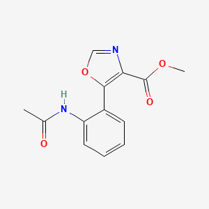 molecular formula C13H12N2O4 B12897489 4-Oxazolecarboxylic acid, 5-[2-(acetylamino)phenyl]-, methyl ester CAS No. 62175-50-2