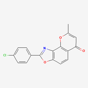 molecular formula C17H10ClNO3 B12897501 2-(4-chlorophenyl)-8-methyl-6H-chromeno[8,7-d]oxazol-6-one CAS No. 36771-42-3