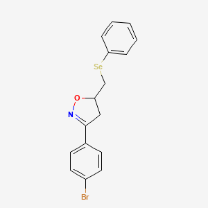 molecular formula C16H14BrNOSe B12897564 Isoxazole, 3-(4-bromophenyl)-4,5-dihydro-5-[(phenylseleno)methyl]- CAS No. 828939-58-8
