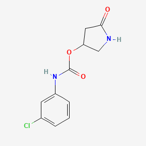 molecular formula C11H11ClN2O3 B12897574 5-Oxopyrrolidin-3-yl (3-chlorophenyl)carbamate CAS No. 88015-87-6