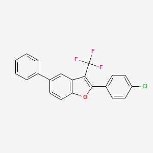 molecular formula C21H12ClF3O B12897579 2-(4-Chlorophenyl)-5-phenyl-3-(trifluoromethyl)-1-benzofuran CAS No. 821770-02-9