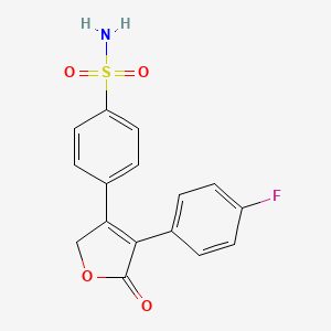 molecular formula C16H12FNO4S B12897629 4-[4-(4-Fluorophenyl)-5-oxo-2,5-dihydrofuran-3-yl]benzene-1-sulfonamide CAS No. 162012-33-1