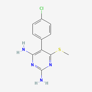 molecular formula C11H11ClN4S B12897634 2,4-Pyrimidinediamine, 5-(4-chlorophenyl)-6-(methylthio)- CAS No. 61539-19-3