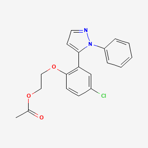 molecular formula C19H17ClN2O3 B12897705 2-(4-Chloro-2-(1-phenyl-1H-pyrazol-5-yl)phenoxy)ethyl acetate 