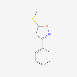 molecular formula C11H13NOS B12897724 Cis-4-methyl-5-(methylthio)-3-phenyl-4,5-dihydroisoxazole 