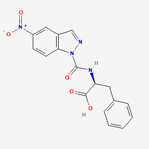 molecular formula C17H14N4O5 B12897738 N-(5-Nitro-1H-indazole-1-carbonyl)-L-phenylalanine CAS No. 664985-95-9
