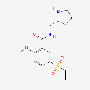 molecular formula C15H22N2O4S B12897865 5-(Ethanesulfonyl)-2-methoxy-N-[(pyrrolidin-2-yl)methyl]benzamide CAS No. 57734-52-8