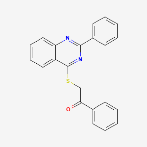 molecular formula C22H16N2OS B12897906 1-Phenyl-2-[(2-phenylquinazolin-4-yl)sulfanyl]ethan-1-one CAS No. 61580-05-0