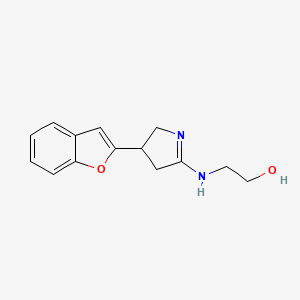 molecular formula C14H16N2O2 B12898048 2-{[3-(1-Benzofuran-2-yl)-3,4-dihydro-2H-pyrrol-5-yl]amino}ethan-1-ol CAS No. 75293-12-8