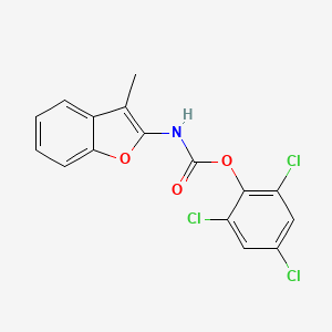 molecular formula C16H10Cl3NO3 B12898072 Carbamic acid, (3-methyl-2-benzofuranyl)-, 2,4,6-trichlorophenyl ester CAS No. 61307-36-6
