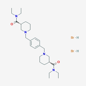 molecular formula C28H48Br2N4O2 B128981 alpha,alpha'-Bis(3-(N,N-diethylcarbamoyl)piperidino)-p-xylene dihydrobromide CAS No. 142632-31-3
