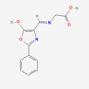 molecular formula C12H10N2O4 B12898128 N-[(5-Oxo-2-phenyl-1,3-oxazol-4(5H)-ylidene)methyl]glycine CAS No. 3674-27-9