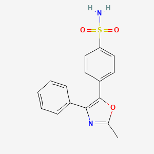 molecular formula C16H14N2O3S B12898150 Benzenesulfonamide, 4-(2-methyl-4-phenyl-5-oxazolyl)- CAS No. 93014-16-5