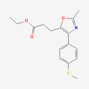 molecular formula C16H19NO3S B12898162 Ethyl 3-{2-methyl-4-[4-(methylsulfanyl)phenyl]-1,3-oxazol-5-yl}propanoate CAS No. 89150-27-6