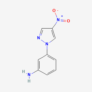 molecular formula C9H8N4O2 B12898182 3-(4-Nitro-1H-pyrazol-1-yl)aniline CAS No. 62537-75-1