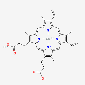 molecular formula C34H31CoN4O4- B12898299 Cobalt, [dihydrogen 3,7,12,17-tetramethyl-8,13-divinyl-2,18-porphinedipropionato(2-)]- 
