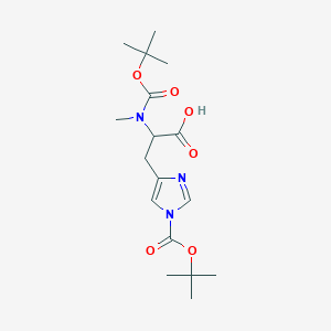 molecular formula C17H27N3O6 B1289839 2-[Methyl-[(2-methylpropan-2-yl)oxycarbonyl]amino]-3-[1-[(2-methylpropan-2-yl)oxycarbonyl]imidazol-4-yl]propanoic acid CAS No. 2044710-77-0