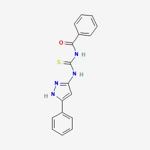 molecular formula C17H14N4OS B12898415 N-((5-Phenyl-1H-pyrazol-3-yl)carbamothioyl)benzamide CAS No. 90012-41-2