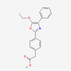 molecular formula C19H17NO4 B12898452 Benzeneacetic acid, 4-(5-ethoxy-4-phenyl-2-oxazolyl)- CAS No. 80589-72-6